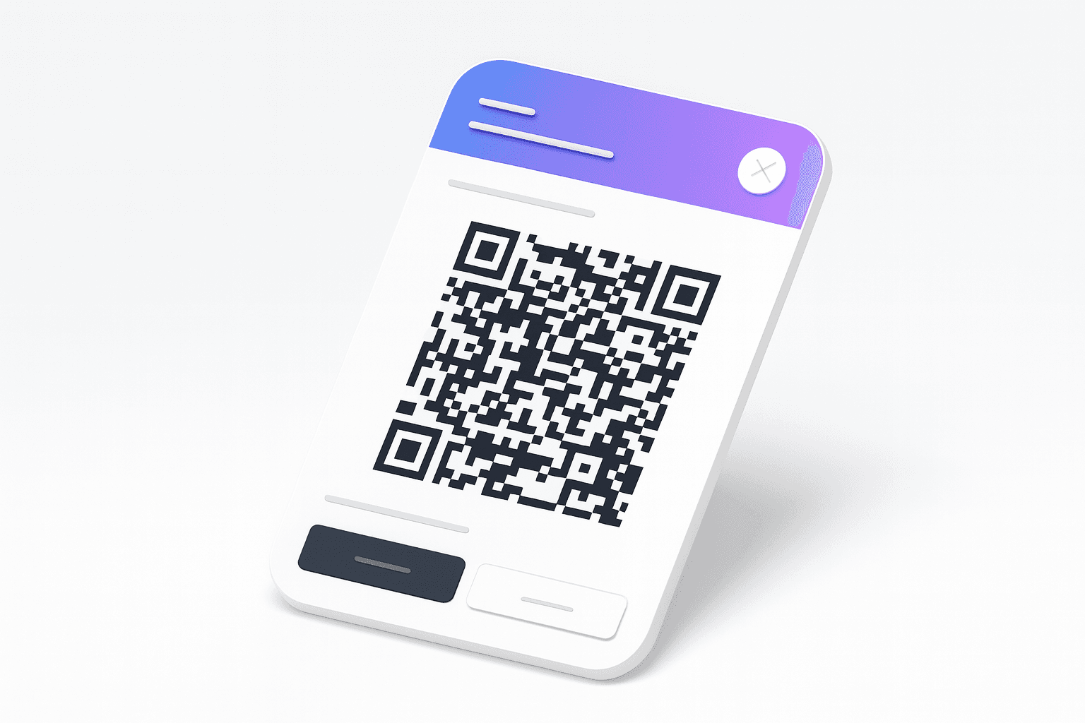Perspective illustration of a VibeID approval prompt, QR code, and mobile device.