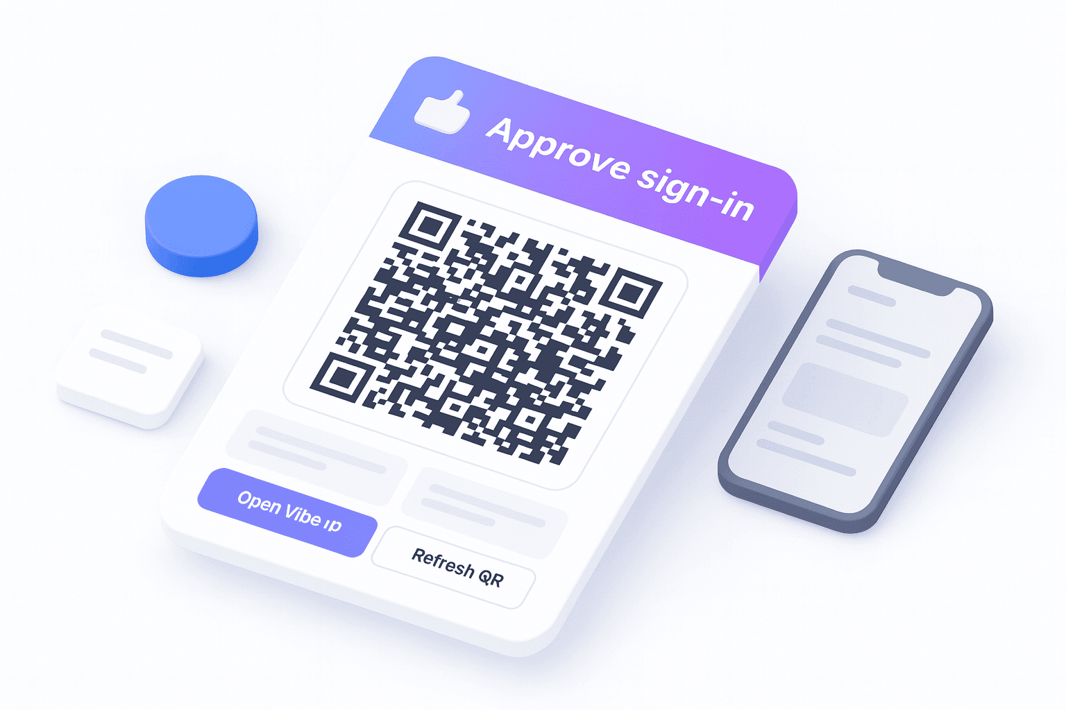 Perspective illustration of modular custom UI blocks and a mobile app screen.