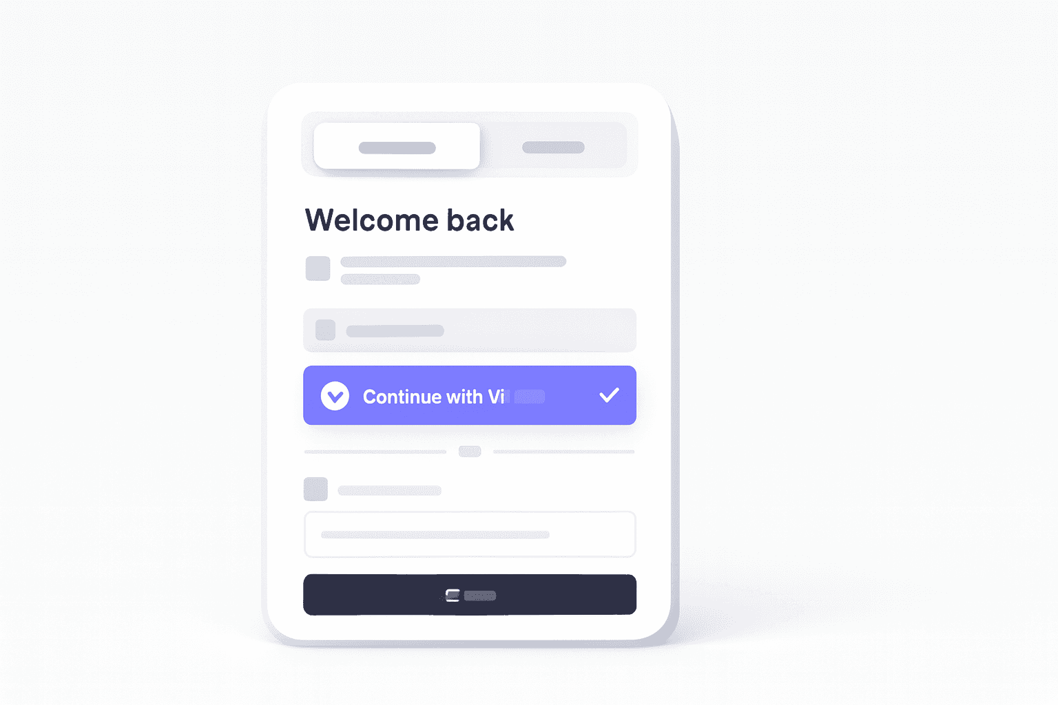Perspective illustration of generic sign-in provider tiles and a highlighted VibeID button.